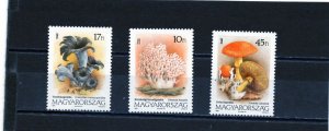 HUNGARY 1993 FLORA/MUSHROOMS SET OF 3 STAMPS MNH