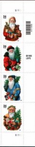 2001 34c Santa Claus, Christmas, Strip of 4 Scott 3537-40 Mint F/VF NH