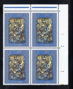 Ireland 461 MNH, Christmas (UR) Plate Block from 1979.