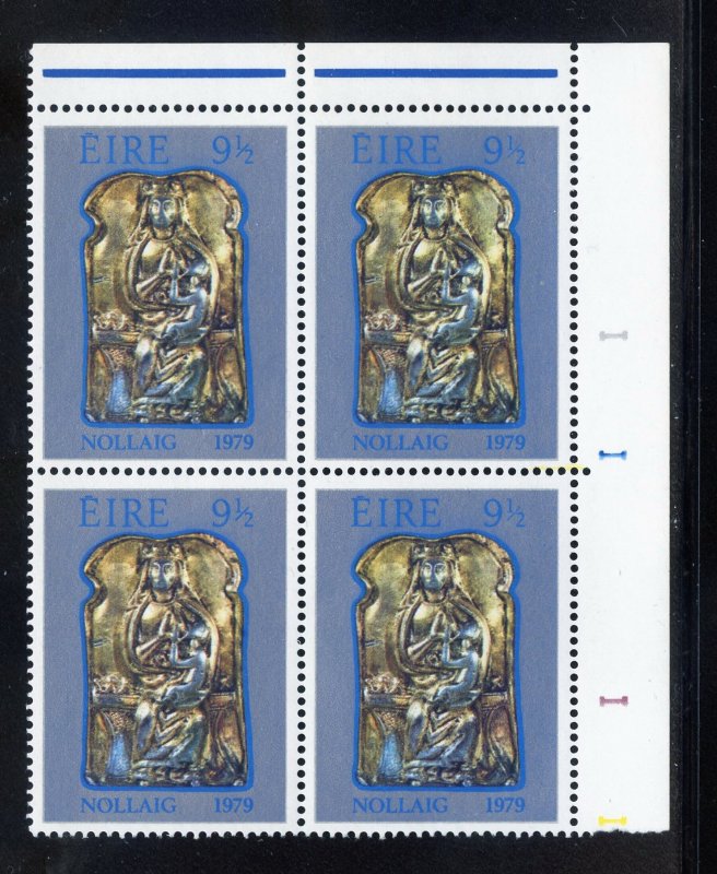 Ireland 461 MNH, Christmas (UR) Plate Block from 1979.