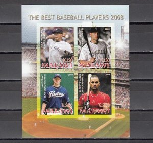 Malawi, 2008 Cinderella issue. Best Baseball Players sheet of 4. IMPERF.