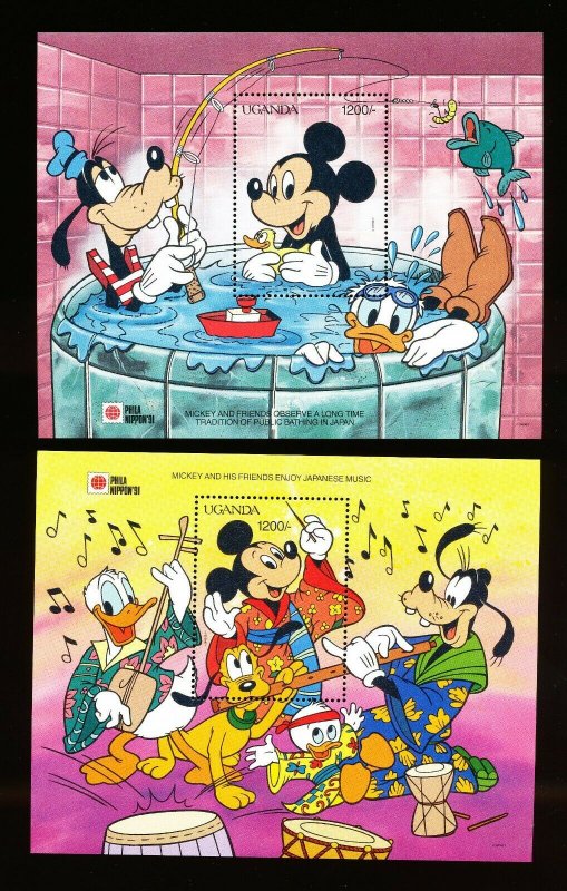 UGANDA - Scott 888-897 -  VFMNH - DISNEY Mickey, JAPAN - 2 scans - 1991 