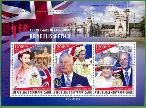 B1262 - Central African - MISPERF ERROR Stamp Sheet-2023 - Queen Elizabeth II, Royal-