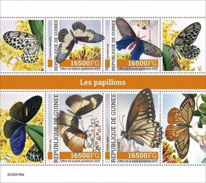 Guinea - 2022 Butterflies, White Lady, Common Raven - 4 Stamp Sheet - GU220109a