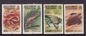 Solomon Is.-Sc#408A,409A,412,412A-unused NH-Marine Life-Turtles-Crocodiles-1979-