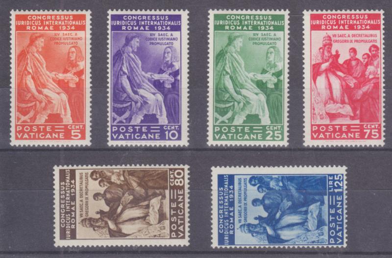 Vatican City Sc 41-46 MLH. 1935 Juridical Congress, coimplete set, fresh,