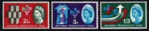 GB 1962 N.P.Y (phos). Set of 3 values. Mounted Mint