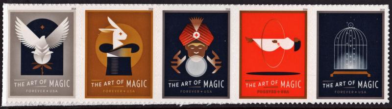 SC#5301-05 (50¢) The Art of Magic Strip of Five (2018) SA