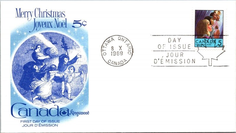 Canada 1969 FDC - Christmas / Blue Kingswood Cachet - Ottawa, Ont - J9002