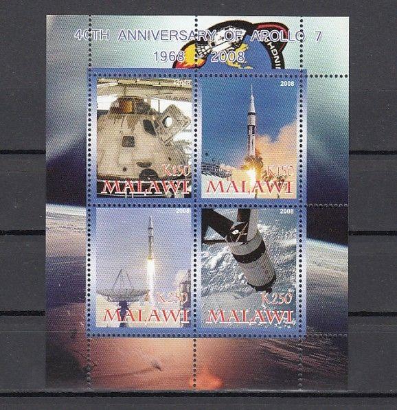 Malawi, 2008 Cinderella issue. Apollo 7, Space sheet of 4.