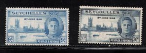 SEYCHELLES  Scott # 149-50 MH - KGVI Peace Issue 1