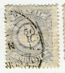 BRAZIL; 1880s early classic numeral issue used 50r. value