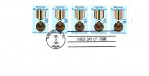 HONORING THOSE WHO SERVED IN DESERT STORM STRIP OF 5 29c ON FIRST DAY COVER 1991