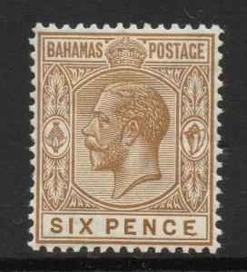 BAHAMAS SG122a 1922 6d BISTRE-BROWN MALFORMED E MTD MINT