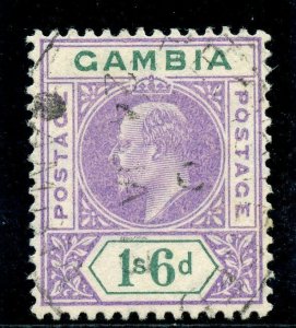 Gambia 1909 KEVII 1s6d violet & green very fine used. SG 82. Sc 60.