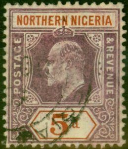 Northern Nigeria 1907 5d Dull Purple & Chestnut SG24a Chalk Fine Used 