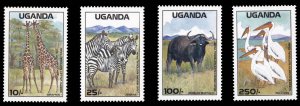 Uganda #637-640 Cat$14.30, 1988 Game Preserves, complete set, never hinged