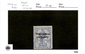 Malta, Postage Stamp, #115 Mint Hinged, 1922 (AD)