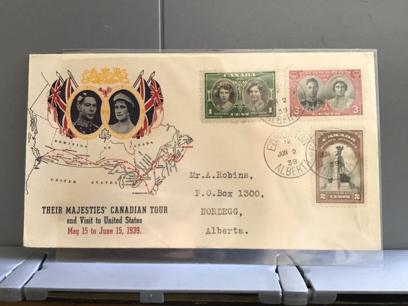 Canadá 1939 Edmonton Alberta   Royal Tour Air Mail stamps cover R29228