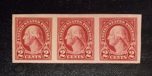 US Scott #577 MNH-OG Imperf. Pair/Strip Of (3) Stamps VF (1925):