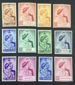 MOMEN: BRITISH COLONIES 1948 SILVER WEDDING 6 SETS MINT OG NH LOT #64742