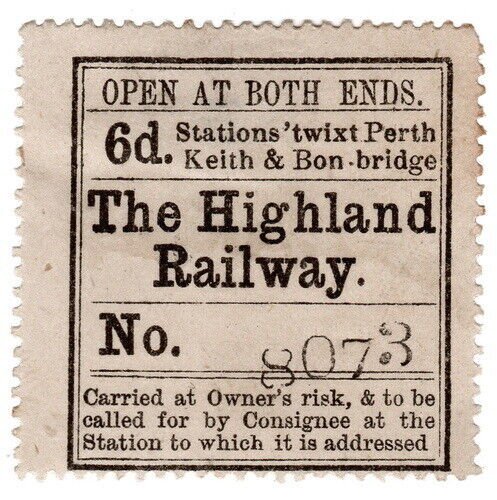 (I.B) The Highland Railway : Newspaper Parcel 6d