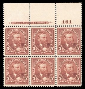 MOMEN: US STAMPS #255 PLATE BLOCK OF 6 MINT OG H LOT #71631