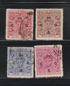 India Cochin O81, O83-O85 U Overprint