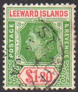 Leeward Islands 1954 $1.20 yellow-green and rose-red used