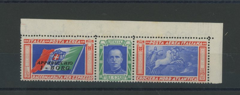 1933 Italy - Kingdom - Air Mail n . 51 From - Borg Triptych with Ciuffo Variety