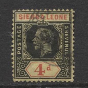 Sierra Leone - Scott 109 - KGV - Definitive -1912 - FU- Single 4d Stamp