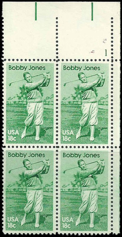 PCBstamps   US #1933 PB  72c(4x18c)Bobby Jones, 1981, MNH, (2)