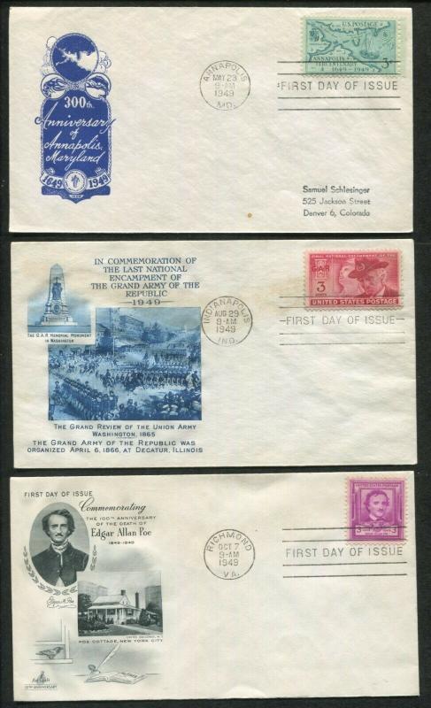 1949 United States Commemoratives First Day Cover Set - Stamps #981-986