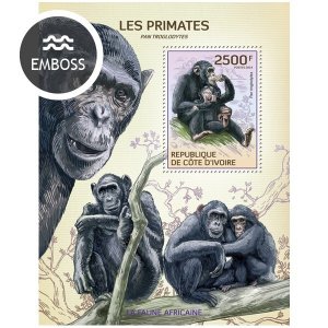 IVORY COAST - 2014 - Primates - Perf Souv Sheet - Mint Never Hinged