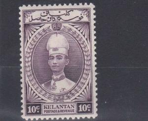 KELANTAN 1937  - 40  S G 46   10C  PURPLE     MH  CAT £42 