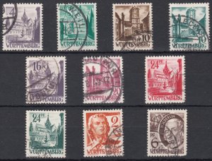 Germany Allied Wuttemberg  Rhienland 1947-49 Used Collection 10 Items