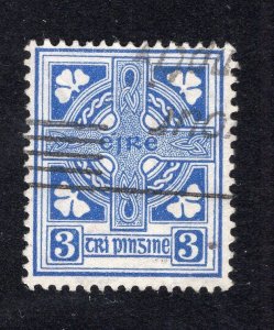 Ireland 1941 3p dull blue Cross, Scott 111 used, value = $1.40
