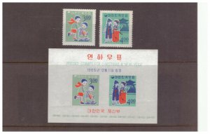 KOREA SC.489-490, 490a 1965 NEW YEAR MNH COMPLETE SET PBPG11