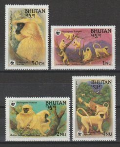 BHUTAN 1984 WWF SG 521/24 MNH