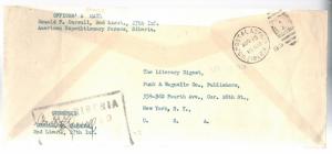 1919 US Army Officer Cover AEF Siberia Russia Allied Expeditionary Force 27th In