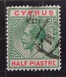 Cyprus, SG #75, 1912-1914, King George V, Half Piastre, Watermark (1728-T)