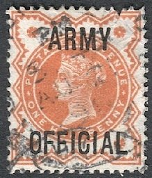 GB 1896  1/2d  QV Sc O54  Used, VF, ARMY OFFICIAL Overprint