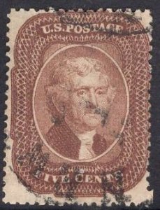 US Stamp Scott #29 5c Brown Jefferson USED SCV $350