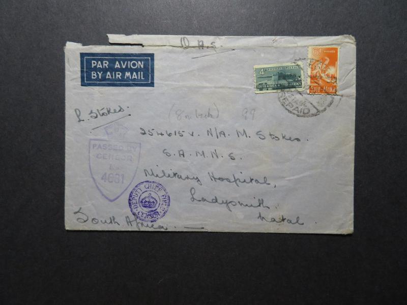 Egypt 1944 Active Service Censor Cover to South Africa / SA Postage - Z11543