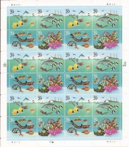 US Stamp - 1994 Wonders of the Sea - 24 Stamp Sheet - Scott #2863-6