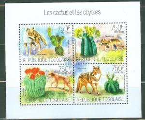 TOGO 2013 CACTII AND COYOTES  SHEET MINT NH