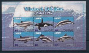 [38735] Liberia 2010 Marine Life Whales Dolphins MNH Sheet