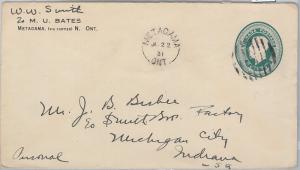 54336 -  CANADA -  POSTAL HISTORY: STATIONERY COVER from METAGAMA to USA 1931