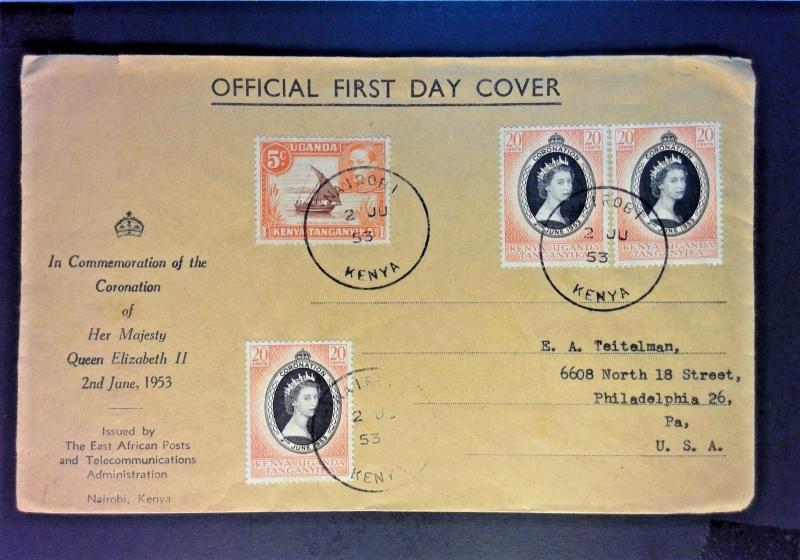 KUT 1953 Coronation Cover to USA / Nairobi Canceled - Z823