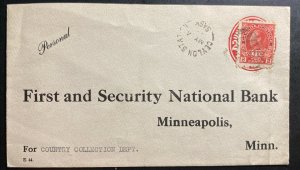 1915 Ceylon Station Canada Stationery Cover To National Bank Minneapolis MN USA